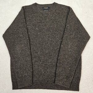 Pendleton Mens Shetland Wool Sweater Heathered Espresso Crew Neck Sz M Heritage